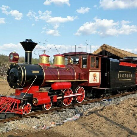 large park tourist train with track